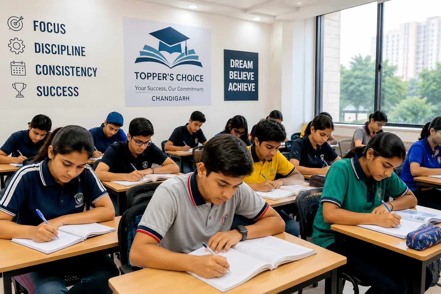 Students attending tuition classes in Chandigarh