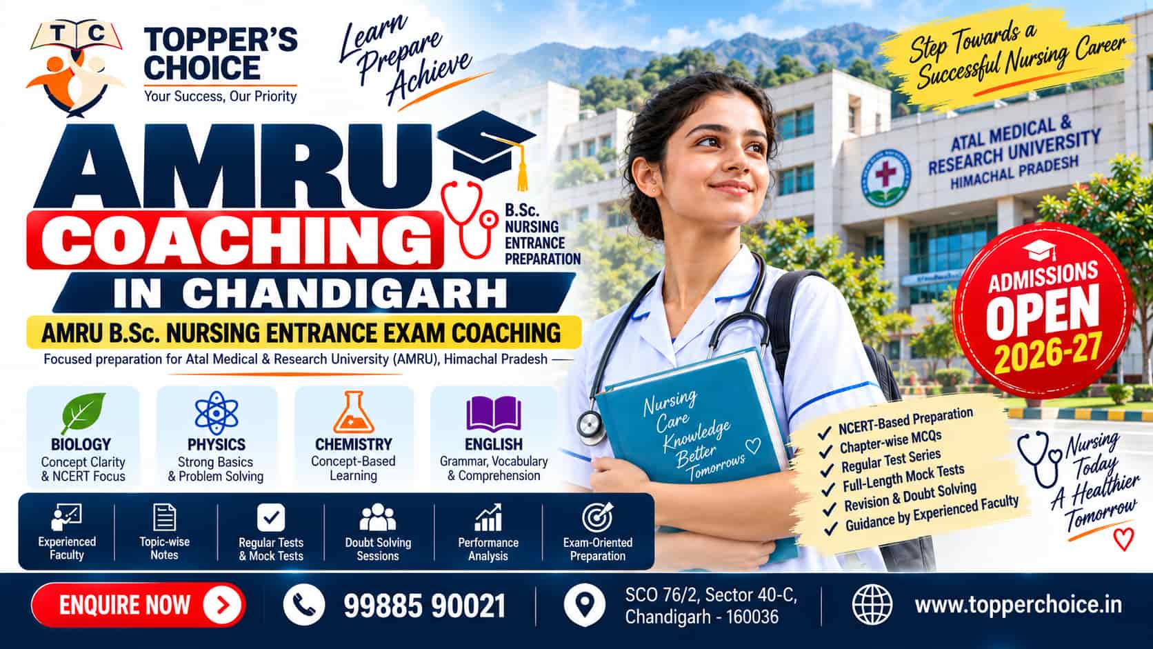 AMRU Coaching in Chandigarh for B.Sc Nursing Entrance Exam